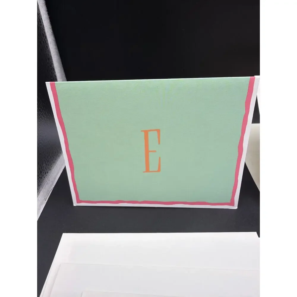 Vintage Monogram E Stationery Lot 13 Cards Envelopes Deckle Edge Cupid Cherub